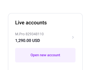 Log in to MTrading and open a live trading account